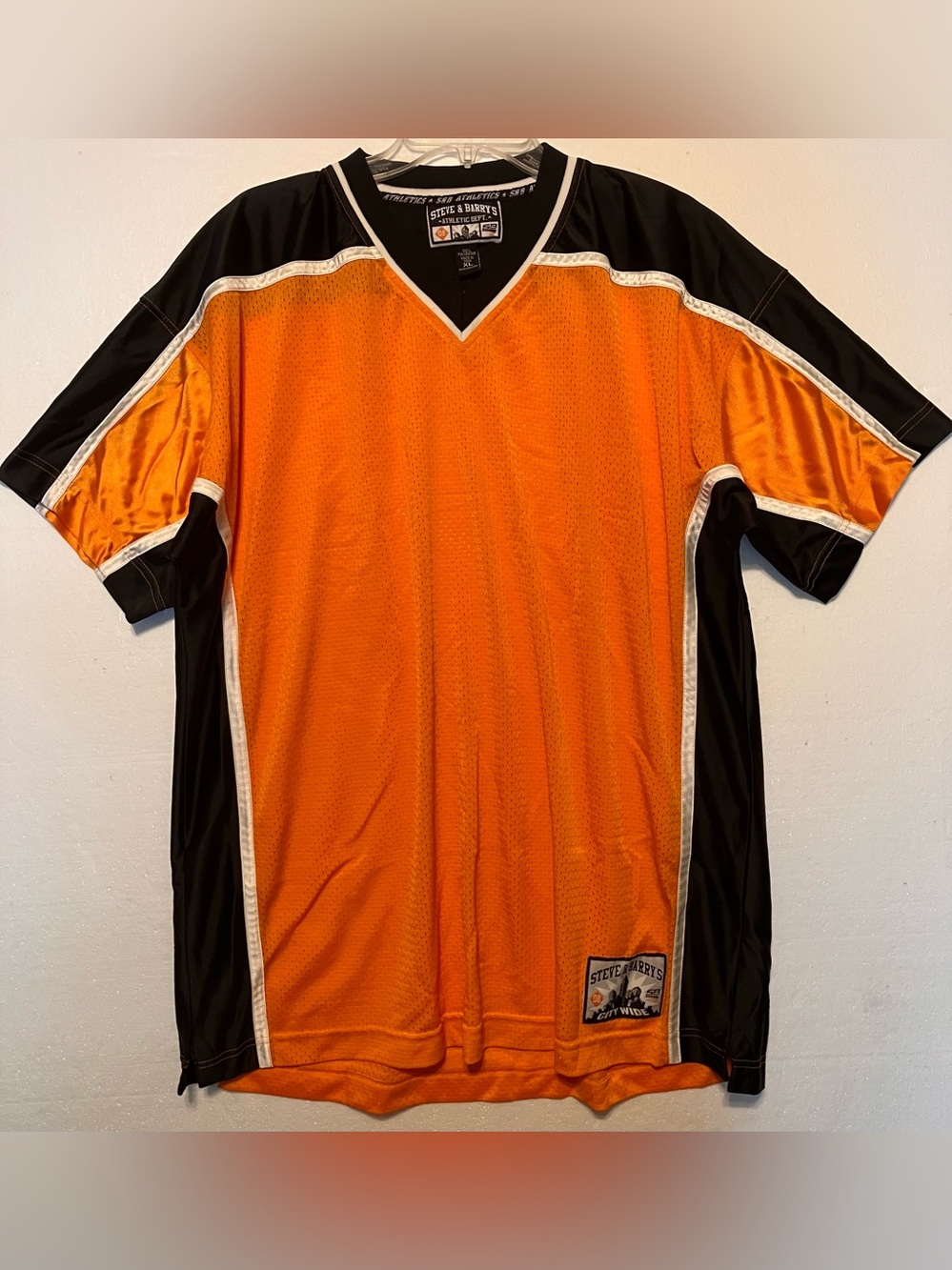 Steve & Barry's XL Orange and Black Short-Sleeve Athletic Jersey